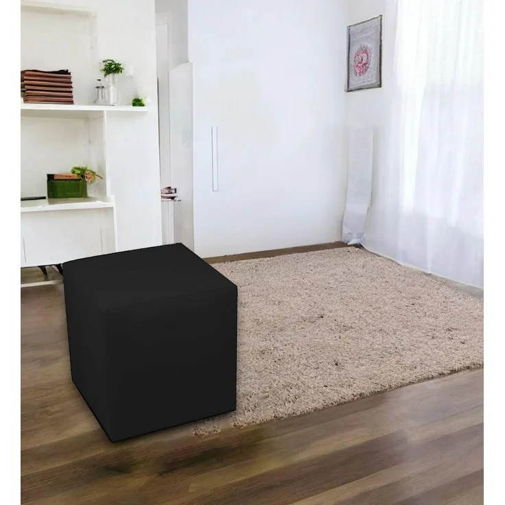 Talamo Italia - Pouf Acerbo, Mehrzwecksessel, Sitzsack, Hockerhocker, Made in Italy, 40x40 h42 cm, Schwarz