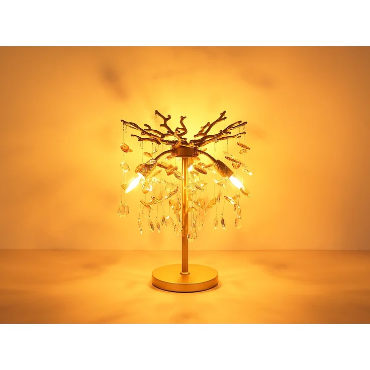 Ausgefallene LED Tischlampe Gold mit Glas Kristall 2-farbig, Höhe 50cm – Bild 5