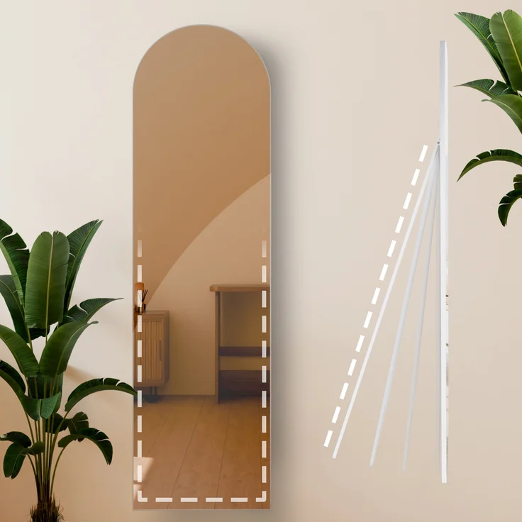 Standspiegel MALAGA - Glas Weiß matt 40x3x140 cm | Ganzkörperspiegel Freistehender Spiegel Groß Schlafzimmer – Bild 6