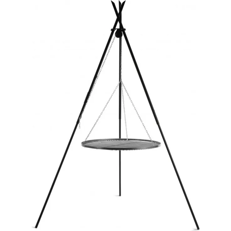 Schwenkgrill Tipi 50 x 210 x 50 cm Naturstahl Schwarz