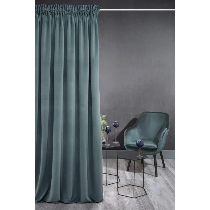 Eurofirany Vorhang Vorhang Kristi mit Kräuselband – 140 x 270 cm, Verdunkelnd, Velvet Stoff