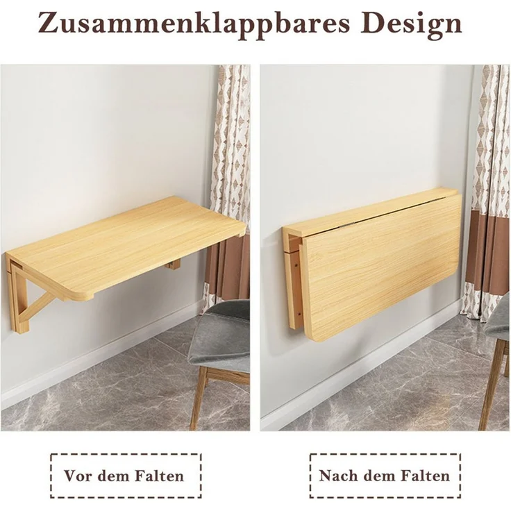 TUWENA Klapptisch Wandklapptisch Aus Massivholz, Klapptisch Schwimmender Schreibtisch, Für Küche, Arbeitszimmer und Heimbüro – robustes einfache Installation – Bild 4