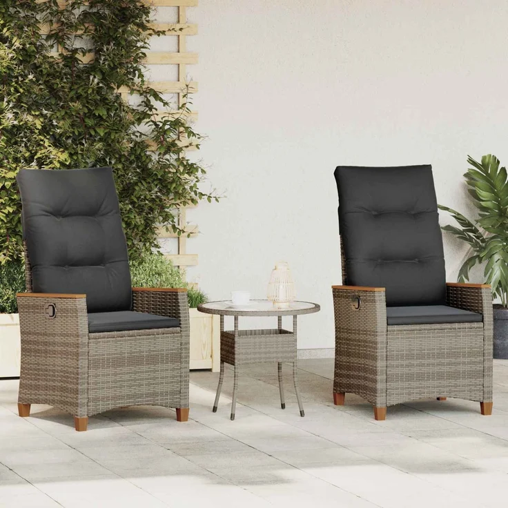 vidaXL Verstellbarer Gartenstuhl Grau und Dunkelgrau Poly-Rattan 42026865 – Bild 1