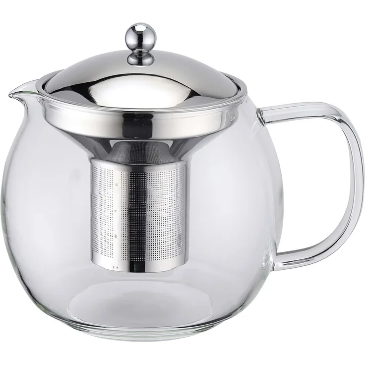 Weis 17055 Teekanne aus Glas und Edelstahl mit Sieb 1,5 Liter