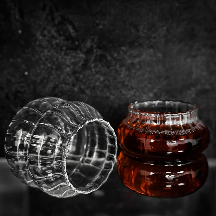 2er Gläser-Set aus Borosilikatglas mit Bubble-Riffle-Design Hitzebeständig 350 ml – Bild 4