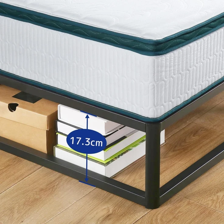 Olee sleep 22cm Modernes Metall-Plattform-Bettgestell / Bett / Metall / Metall-Bettgestell / Stahl-Lattenrost / Matratzenrahmen / Kein Boxspring erforderlich / 160x200 cm / Queen / Schwarz – Bild 5