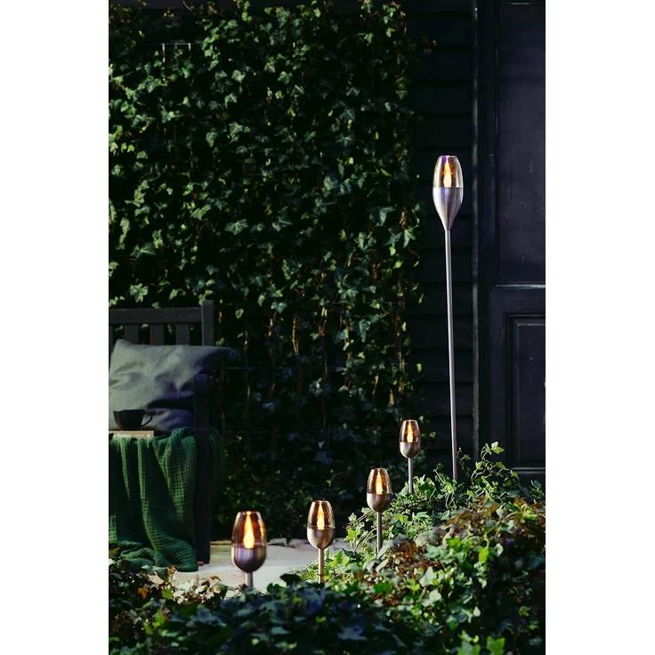 Dehner Solarleuchte Flame, 4er Set, Ø 6.1 cm, Länge 41.7 cm, Edelstahl/Kunststoff, silber – Bild 6