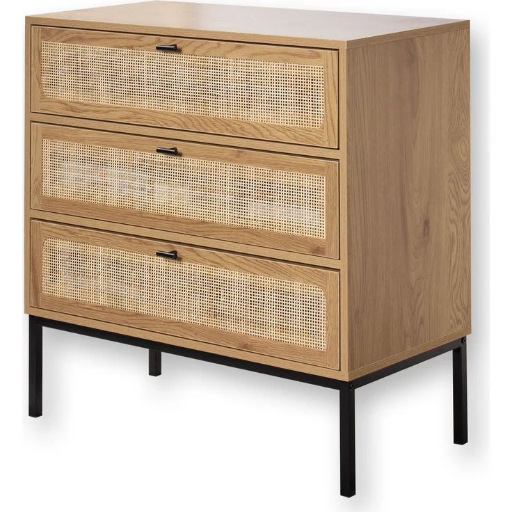 Casâme Kommode mit 3 Schubladen und Vorderseite aus Rattan - L80 cm - Helles Holz – Bild 8