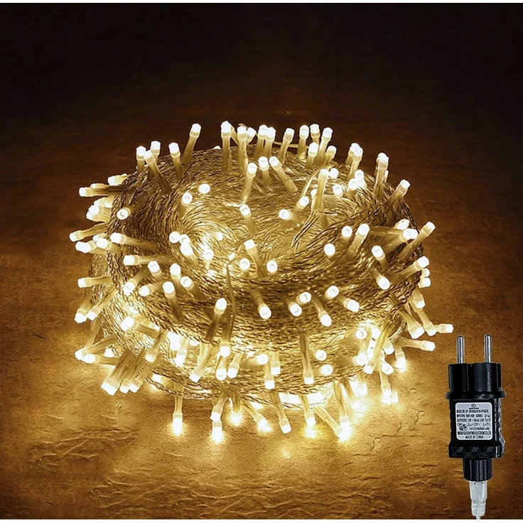 Gresonic 100/200/300/400er Led Lichterkette Strombetrieben mit Stecker Außen und Innen für Hochzeit Weihnachten Party Warmweiß (Warmweiss, 100LED) – Bild 1