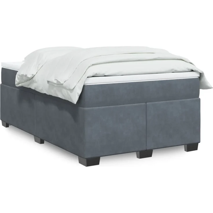 vidaXL Boxspringbett mit Matratze Dunkelgrau 120x200 cm Samt 3285276 – Bild 1
