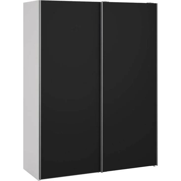 Dmora Kleiderschrank 2 Türen Maurice, Schlafzimmermöbel, Schrank, Garderobe, 150x61 h200 cm, Weiß und Schwarz – Bild 1