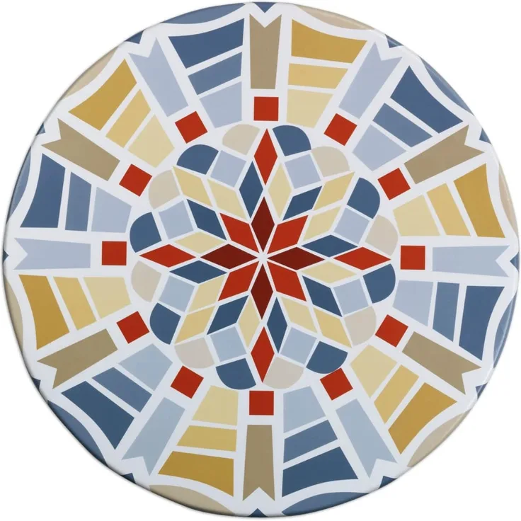Maximex Spann-Tischdecke XL rund Ø 85 – 105 cm, Mosaik-Motiv, abwischbare Gartentischdecke mit Gummizug, wetterfest, UV-beständig, für Garten, Balkon und Camping, Kunststoff