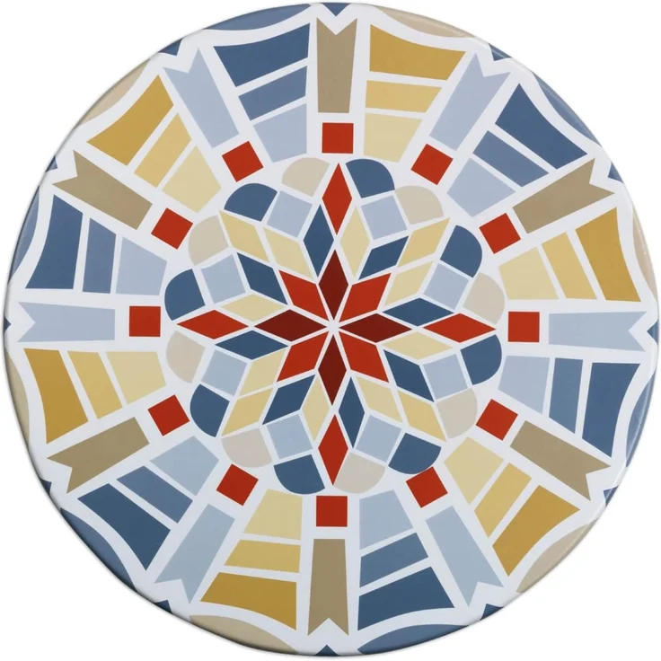 Maximex Spann-Tischdecke XL rund Ø 85 – 105 cm, Mosaik-Motiv, abwischbare Gartentischdecke mit Gummizug, wetterfest, UV-beständig, für Garten, Balkon und Camping, Kunststoff