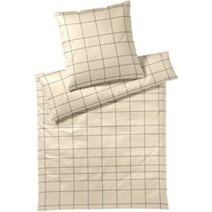 Elegante Mako Satin Bettwäsche Cross 24506-7 beige kariert 135x200 – Bild 4