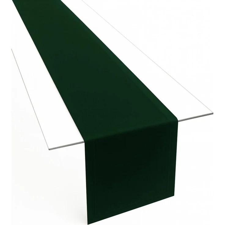 Tischläufer aus Minimate Gewebe. Modern, glatt, breiter Saum, bügelfrei, strapazierfähig, waschbar bis 60°C, trocknergeeignet. Küche und Wohnzimmer. Größe und Farbe wählbar. (Dunkelgrün, 40x250)