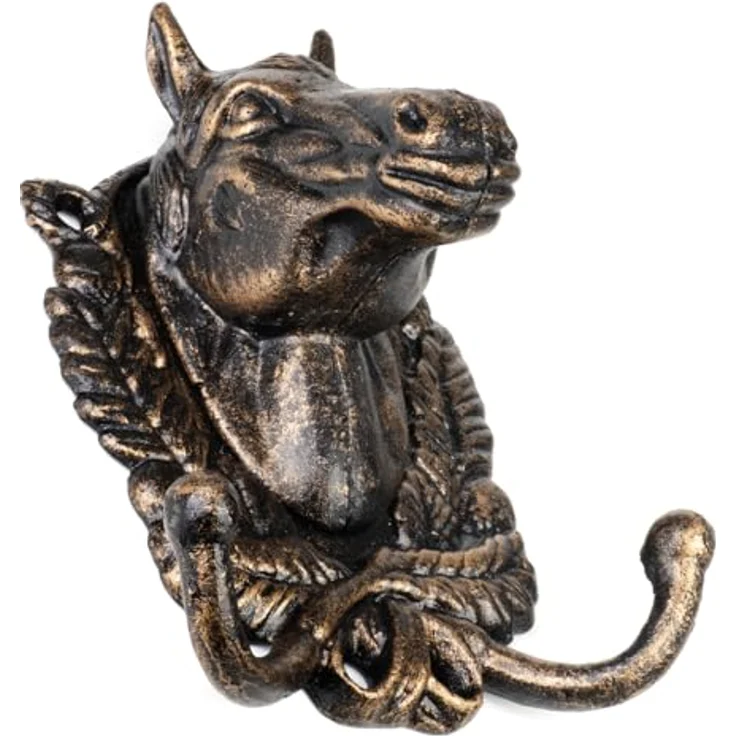 Rustikaler Wandhaken Kleiderhaken Pferdekopf Antik-Look - Haken aus massivem Material für Jacken, Handtücher & Schlüssel - Maße: 16 x 11,5 x 8 cm - Dekorativer Garderobenhaken – Bild 4
