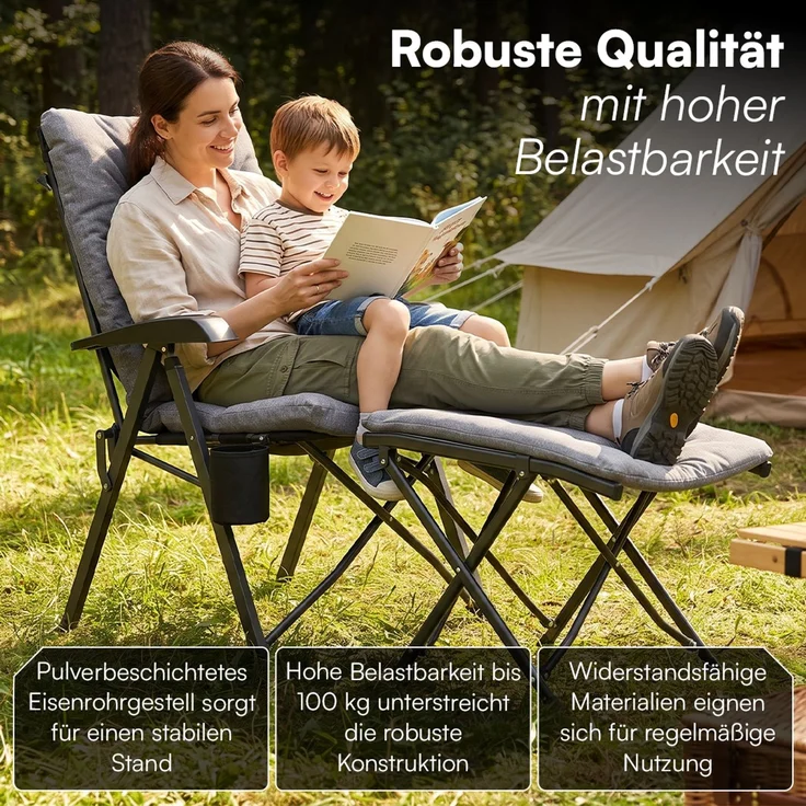 STEELSØN 'Hoggar' Hocker faltbar, bis 100 kg, gepolsterter Klapphocker, Fußhocker 46 cm hoch – Bild 7