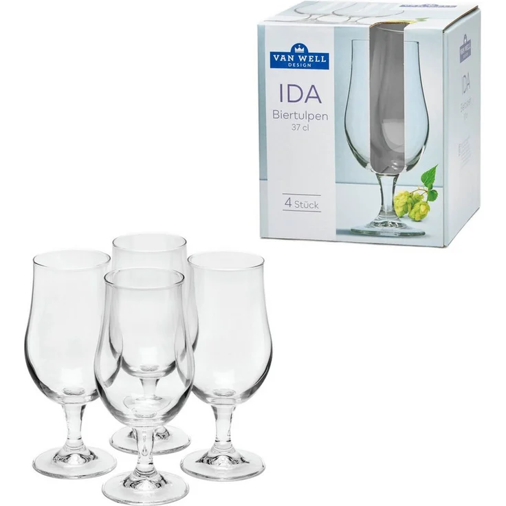 van Well Bierglas Ida, Glas, spülmaschinengeeignet, 37 cl, 4-teilig – Bild 1
