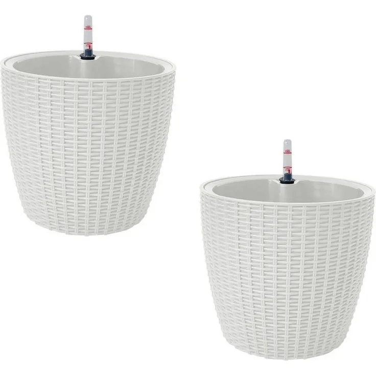 HTI-Living Blumentopf Blumentopf Hydro Ø 27 cm 2er Set Nessa Weiß (Set, 2 St, 2 Hydrotöpfe), mit Wasserspeicher und Wasserstandsanzeiger