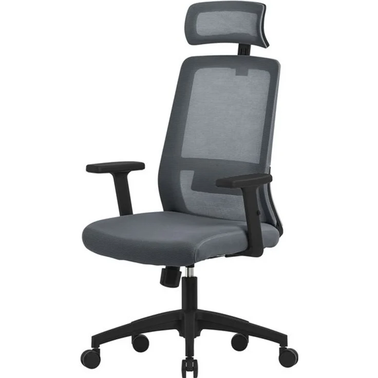 ML-DESIGN Bürostuhl Computerstuhl ergonomisch mit Verstellbarer Kopfstütze Gaming Stuhl, Schreibtischstuhl Grau mit mesh und Lendenwirbelstütze 68x66x123cm – Bild 4