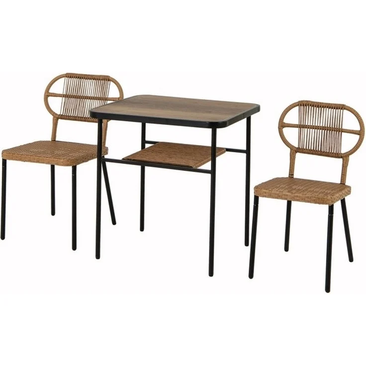 COSTWAY Balkonset, (3-tlg), Gartenmöbel Set, Essgruppe, Rattan stapelbar – Bild 4