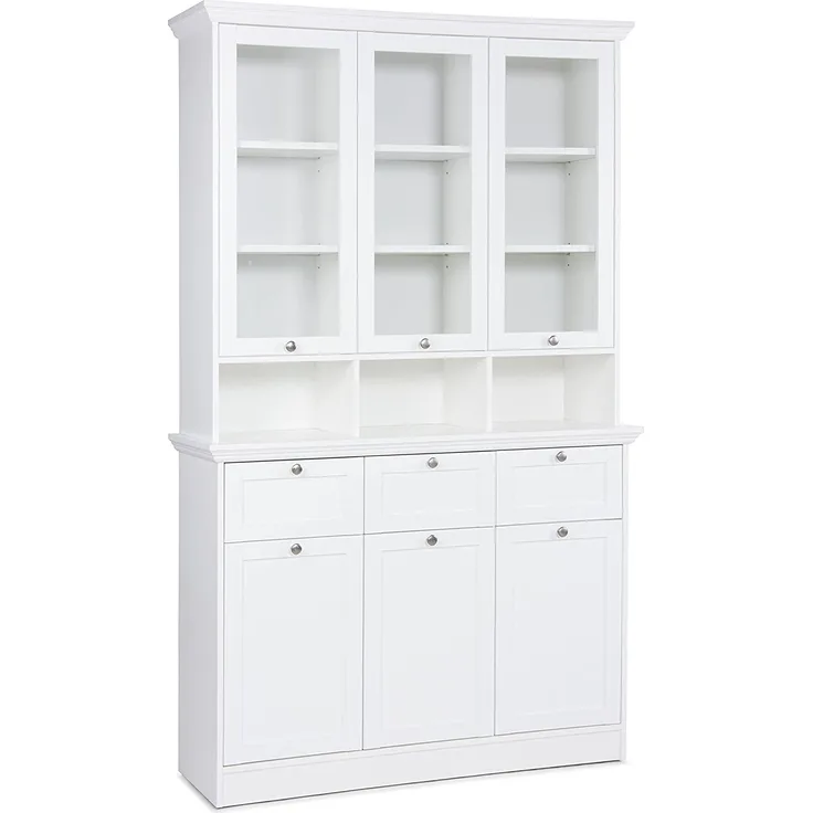 Buffetschrank LANDWOOD Vitrine Schrank Anrichte in weiß Landhausstil