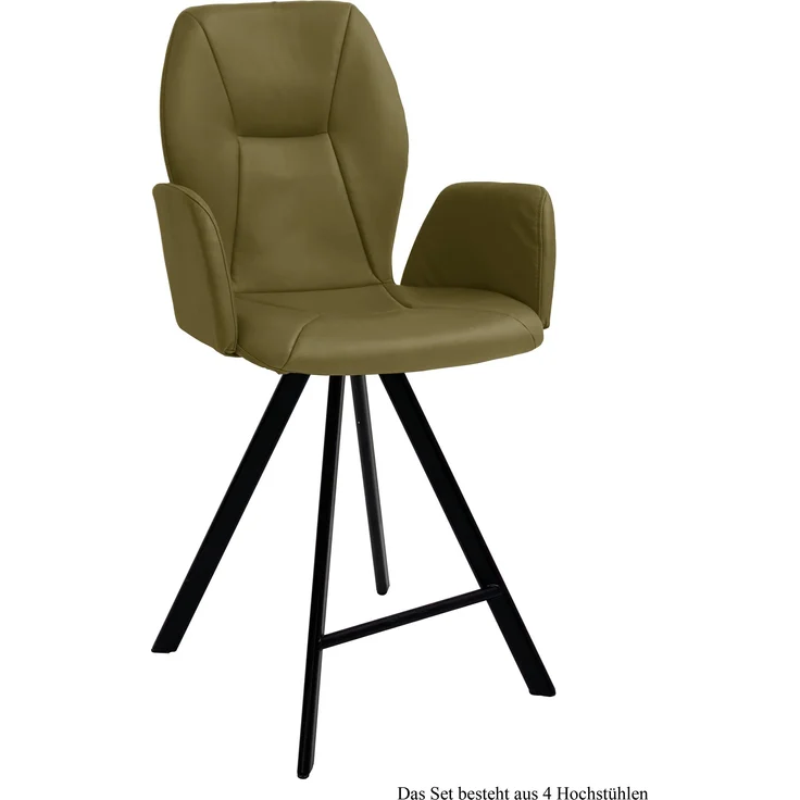 Thekenstuhl (4er-Set) Deretka 58x109x60 Schwarz/Olivgrün