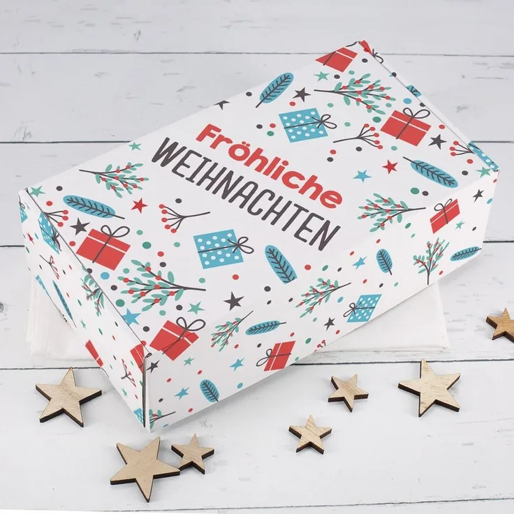 Herz & Heim Geschenkbox für Weihnachtsgeschenke - Geschenkverpackung zu Weihnachten, aus stabilem Karton