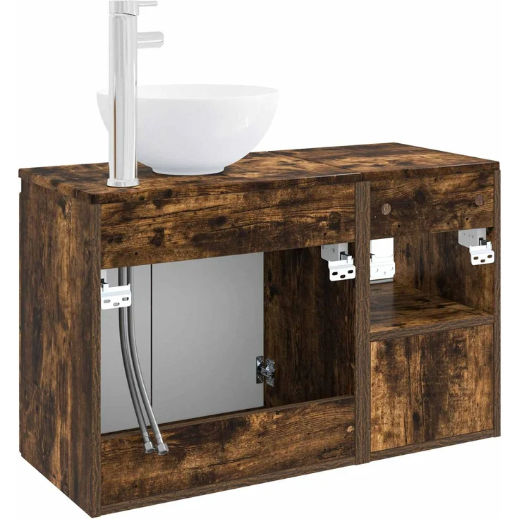vidaXL Badezimmerschrank-Set 2 stk. Geräucherte Eiche 3404029 – Bild 6