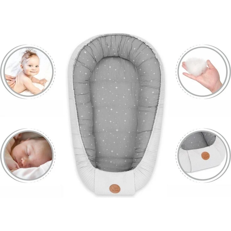 Babynest Neugeborene Nestchen Baby 90x50 cm - Kokon Handmade zweiseitig aus Baumwolle Waffel mit Babynestchen Galaxie – Bild 3