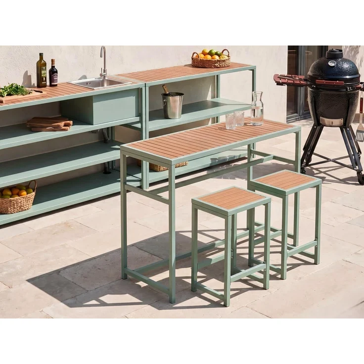 Gartenbar Set 2-Sitzer AVETRANA Metall Hellgrün – Bild 2