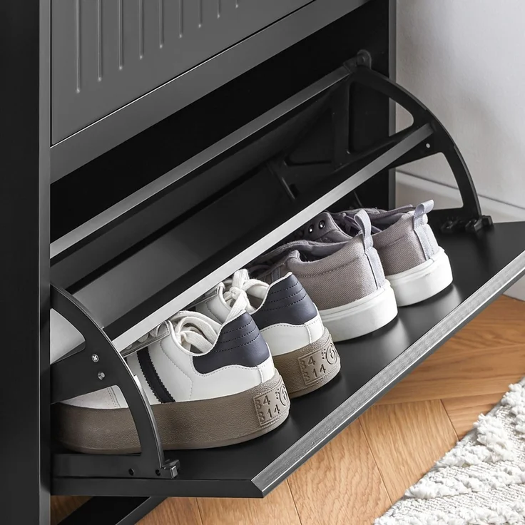 SoBuy FSR165-SCH Schuhschrank, MDF, Lackiert, Schwarz, 60 x 101 x 25 cm – Bild 6