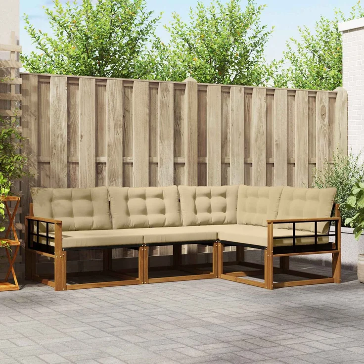 vidaXL Outdoor-Sofagarnitur 4 stk. 4-Sitzer Natur und Beige 3369416 – Bild 1