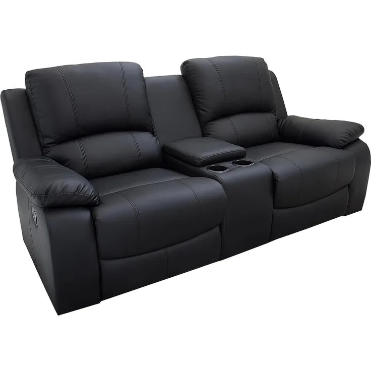 riess-ambiente TV-Sessel HOLLYWOOD 190cm schwarz - Kinosessel, Fernsehsessel, verstellbar (Einzelartikel, 1-St), Wohnzimmer · Cupholder · Kunstleder · modern · inkl. Liegefunktion