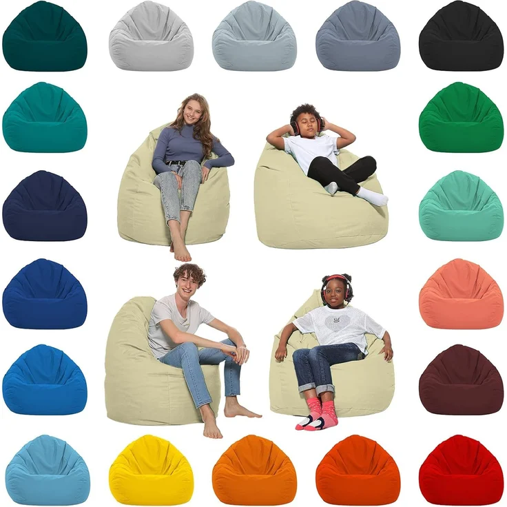 HomeIdeal - Sitzsack XXL Bodenkissen für Erwachsene & Kinder - Geeignet für Gaming oder Entspannen - Indoor wie Outdoor da er Wasserfest ist - mit EPS Perlen, Farbe:Beige, Größe:XXXL – Bild 1