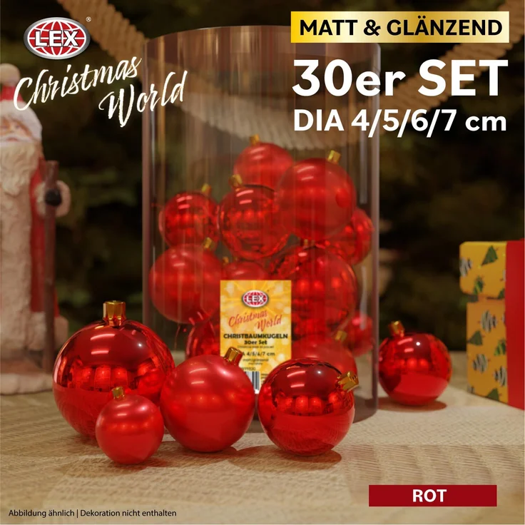 Christbaumkugeln 30 Stück rot Weihnachtskugeln Box Weihnachtsdeko Baumschmuck