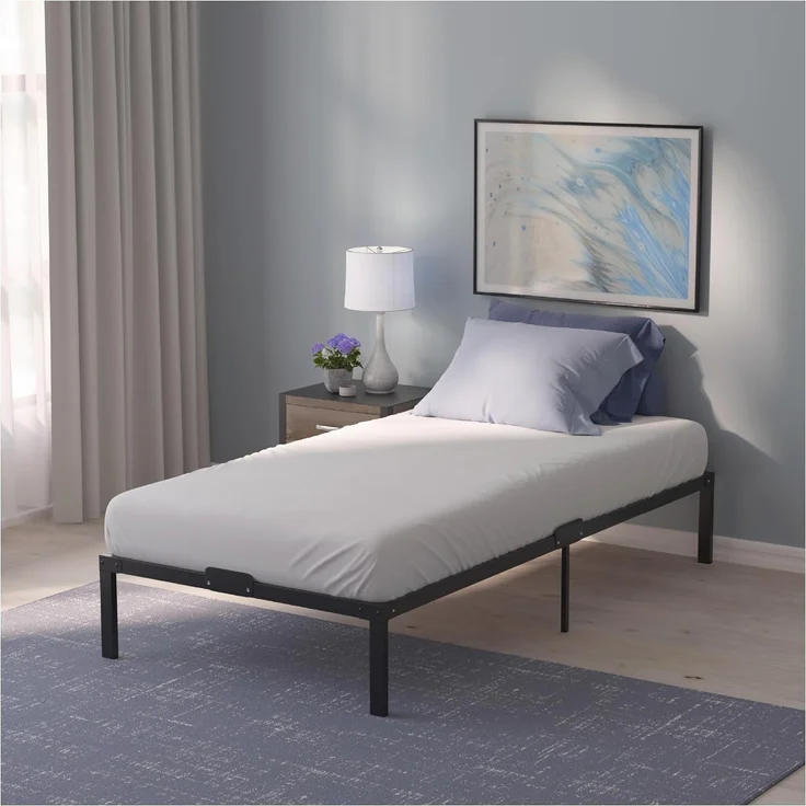 Dreamzie Metallbett 90 x 190 x 36 cm - Bettgestell aus Metall 90x190 cm Bett für Matratze Einzel - Robust, Leichte Montage, Umfangreicher Stauraum - Schwarzer Lattenrost – Bild 1