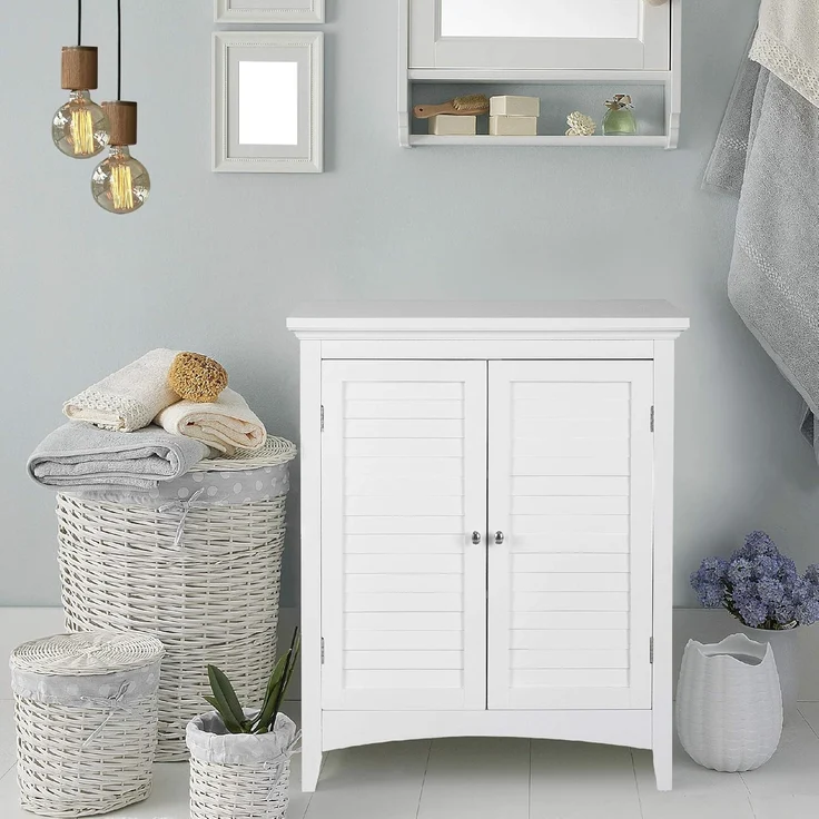 Versanora ELG-585 Badezimmer-Fußboden-Kabinett, MDF, Weiß, 66.04 x 33.02 x 81.28 cm – Bild 4