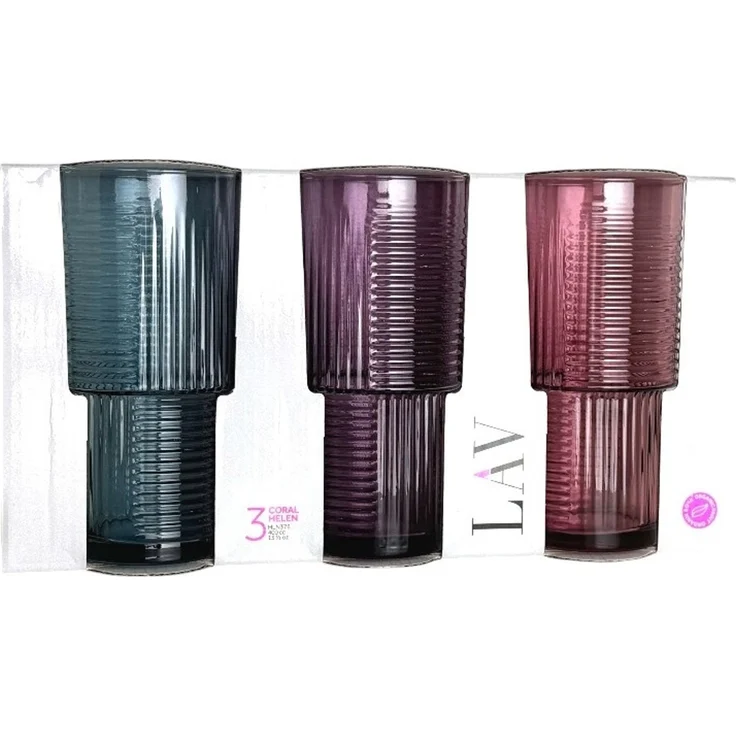 LAV Helen COLOR Gläser-Set - 3-teilig, 400 ml, farbiges Riffle-Design – Bild 3
