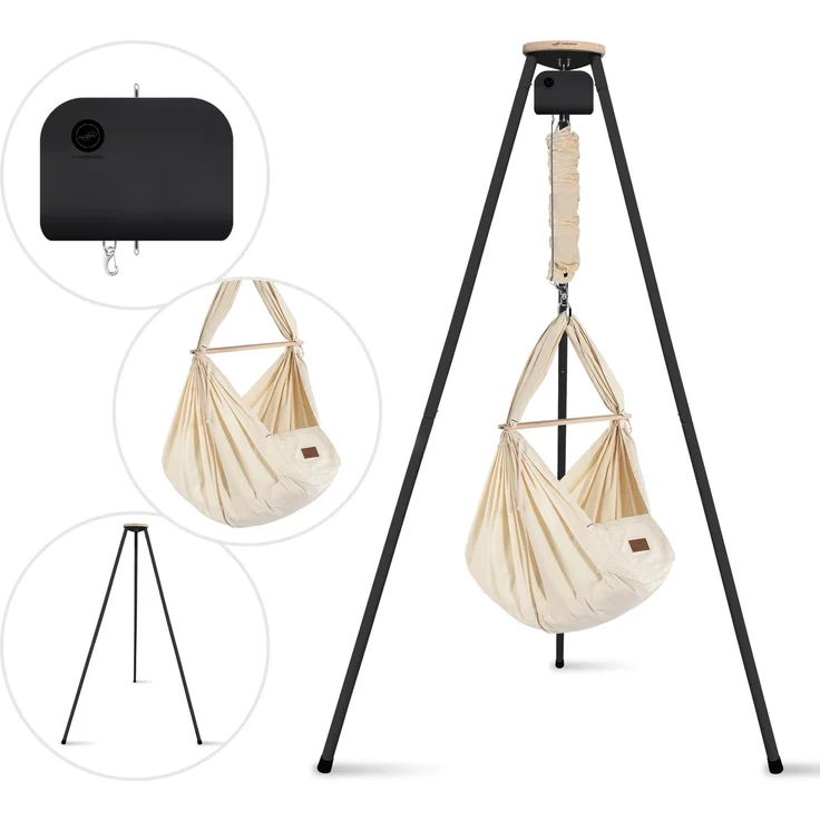 Federwiege mit Tipi und Motor Bio Schafwolle Anthrazit Motor Anthrazit – Bild 4