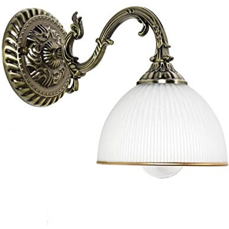 Licht-Erlebnisse Wandleuchte LOUIS, ohne Leuchtmittel, Wandlampe Glasschirm Jugendstil in Messing Leuchte – Bild 4