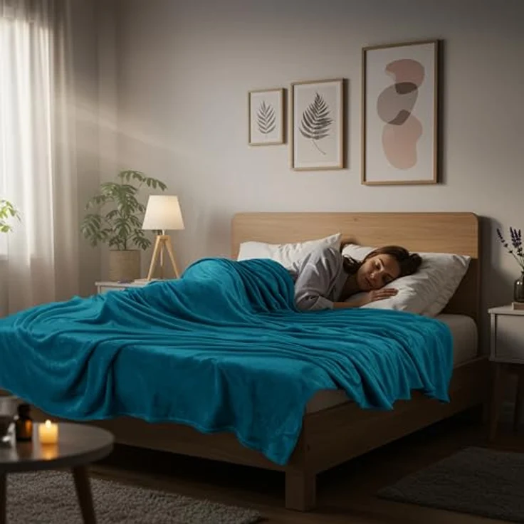 Utopia Bedding Kuschelige Fleecedecke [228x228 cm, Türkis] Weiche, leichte, warme Flauschige Decke Kuschelige und atmungsaktive Decken für Bett Sofa Couch – Bild 7