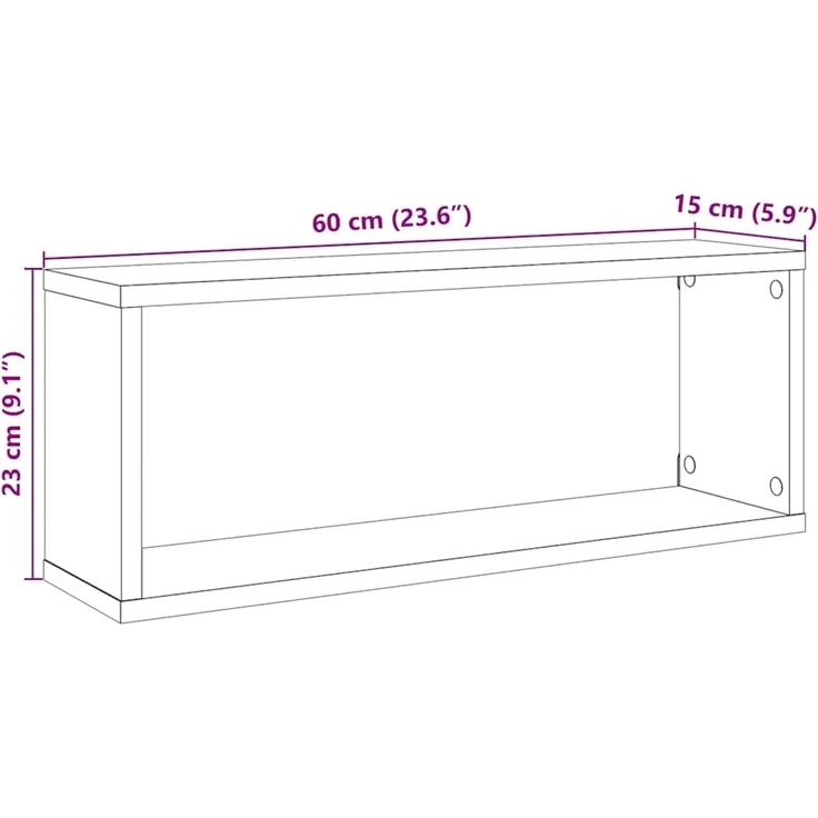 vidaXL Würfel-Wandregale, 2 Stk., Holzwerkstoff artisan-eiche, 60 x 15 x 23 cm – Bild 10