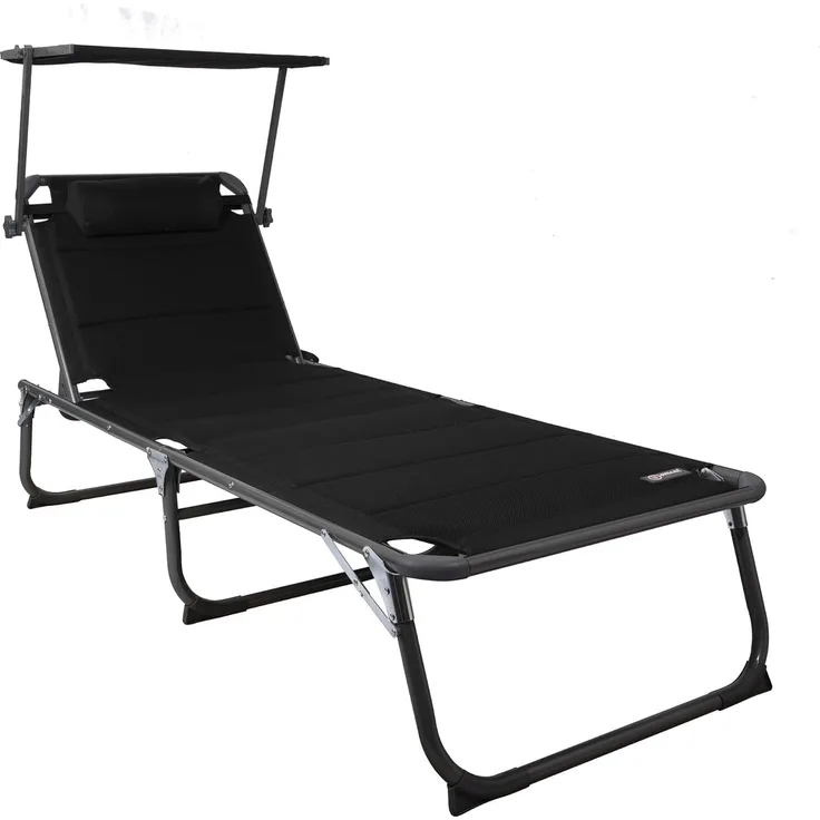 Homecall Sonnenliege mit Dach, schnell trocknender Schaumstoff, XXL, 200x70 cm - (Schwarz)