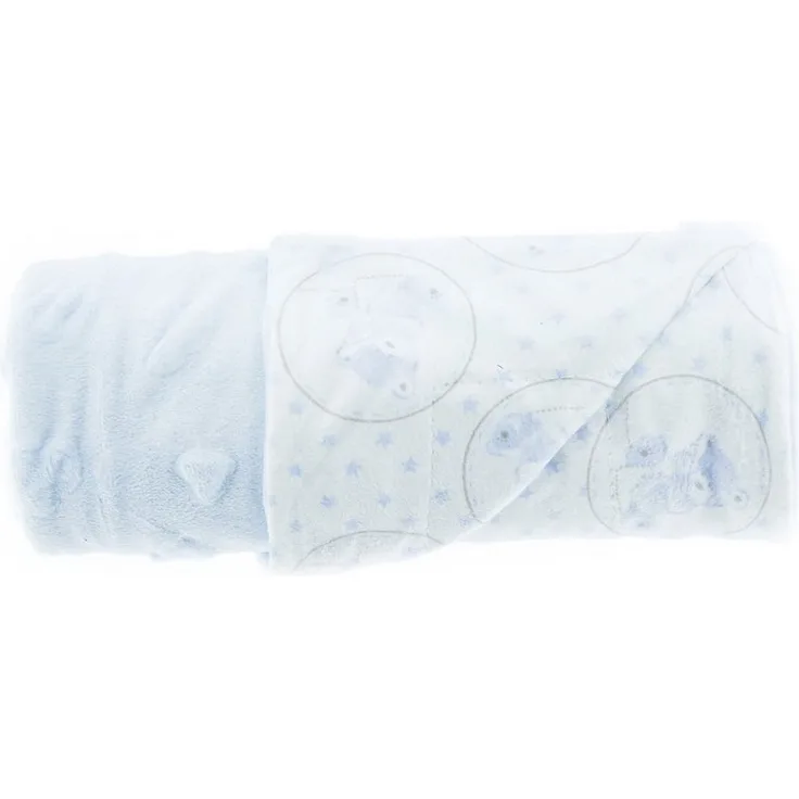 Babydecke Doppellagig 75x100 cm mit Babybär und Decke Babyblau Motiv 3