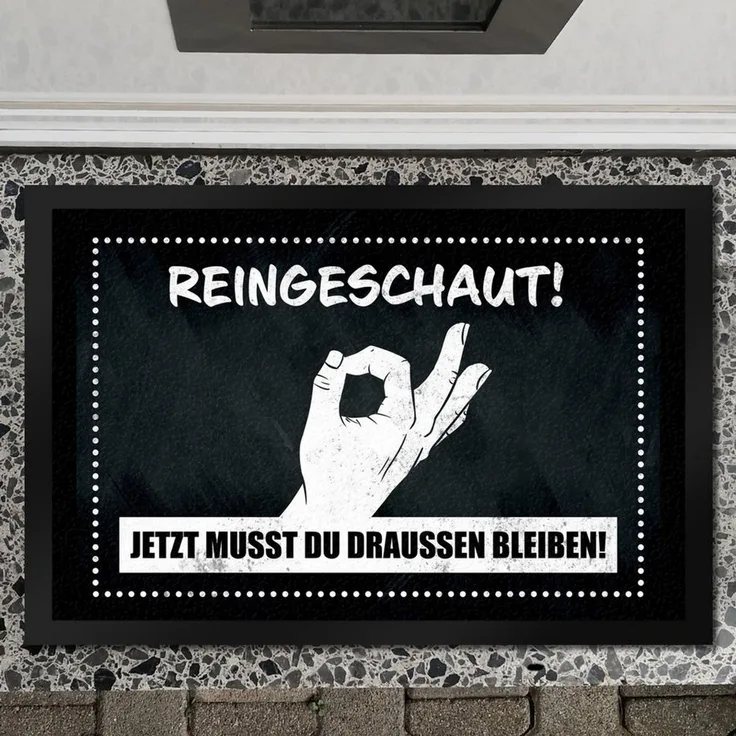 speecheese Fußmatte Fußmatte XXL in 50x75 cm mit gewitztem Streich Reingeschaut! Jetzt du