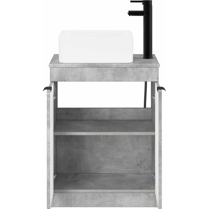 vidaXL Waschbeckenschrank Betongrau 54 x 41 x 100 cm Holzwerkstoff 3404225 – Bild 3