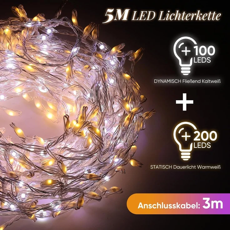 SALCAR 5m 300 LED Lichterkette Außen Weihnachten – Bild 2