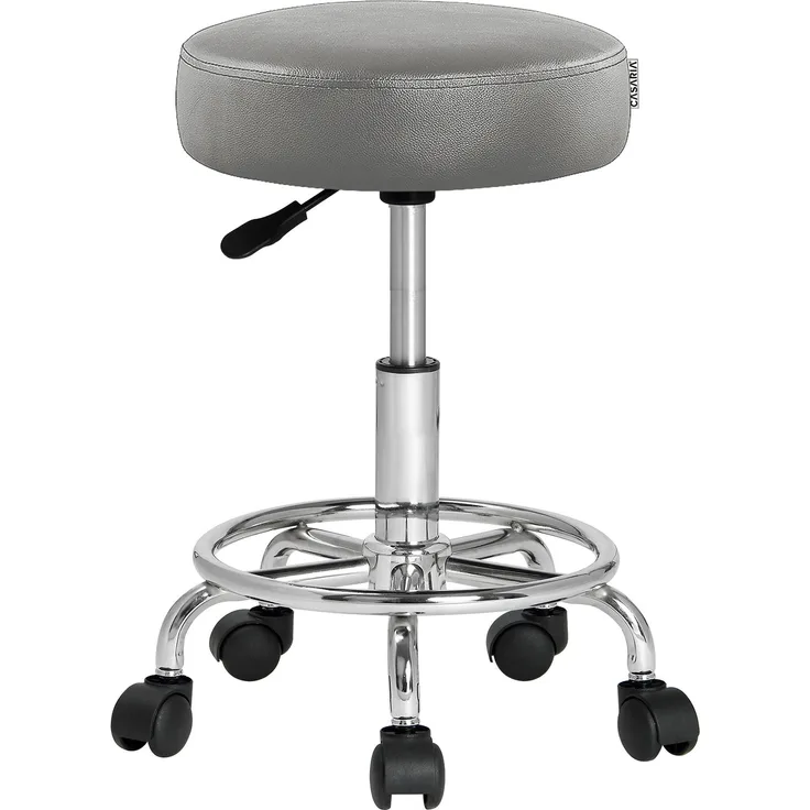 CASARIA® Drehhocker Höhenverstellbar Dicke Polsterung Grau