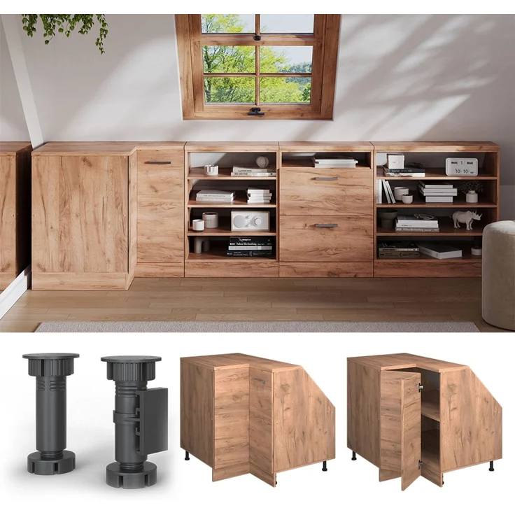 Dachschrägenschrank Eckschrank Rion Goldkraft Eiche 75.6 x 81.6 cm mit 1 Tür, Schrankkorpus 60 cm Tiefe Vicco – Bild 5